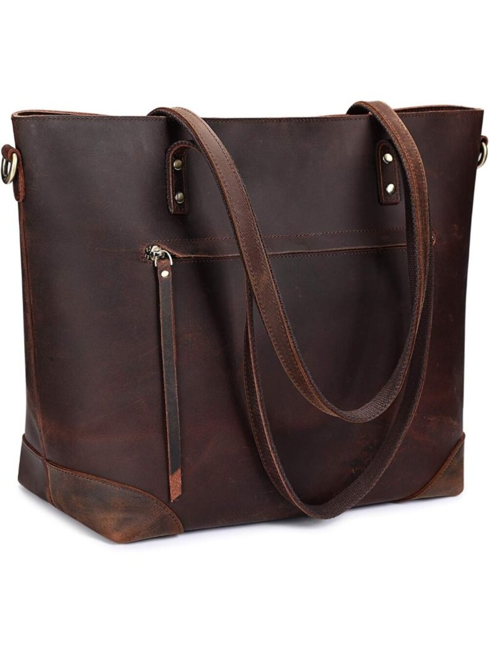 Vintage Genuine Leather Shoulder Bag | Large Work Tote for Women, Stylish